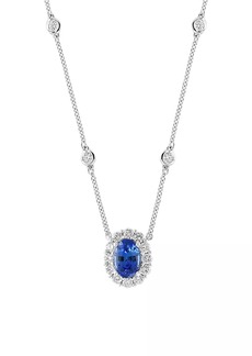 Saks Fifth Avenue 18K White Gold, Sapphire & 0.48 TCW Diamond Pendant Necklace