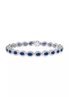 Saks Fifth Avenue 18K White Gold, Sapphire & 3.08 TCW Diamond Halo Bracelet
