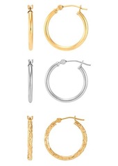 Saks Fifth Avenue 3-Pair 14K Two-Tone Gold Hoops