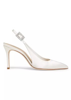 Saks Fifth Avenue COLLECTION 85MM Crystal-Buckle Satin Slingback Pumps