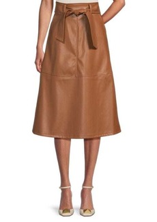 Saks Fifth Avenue A-line Belted Midi Skirt