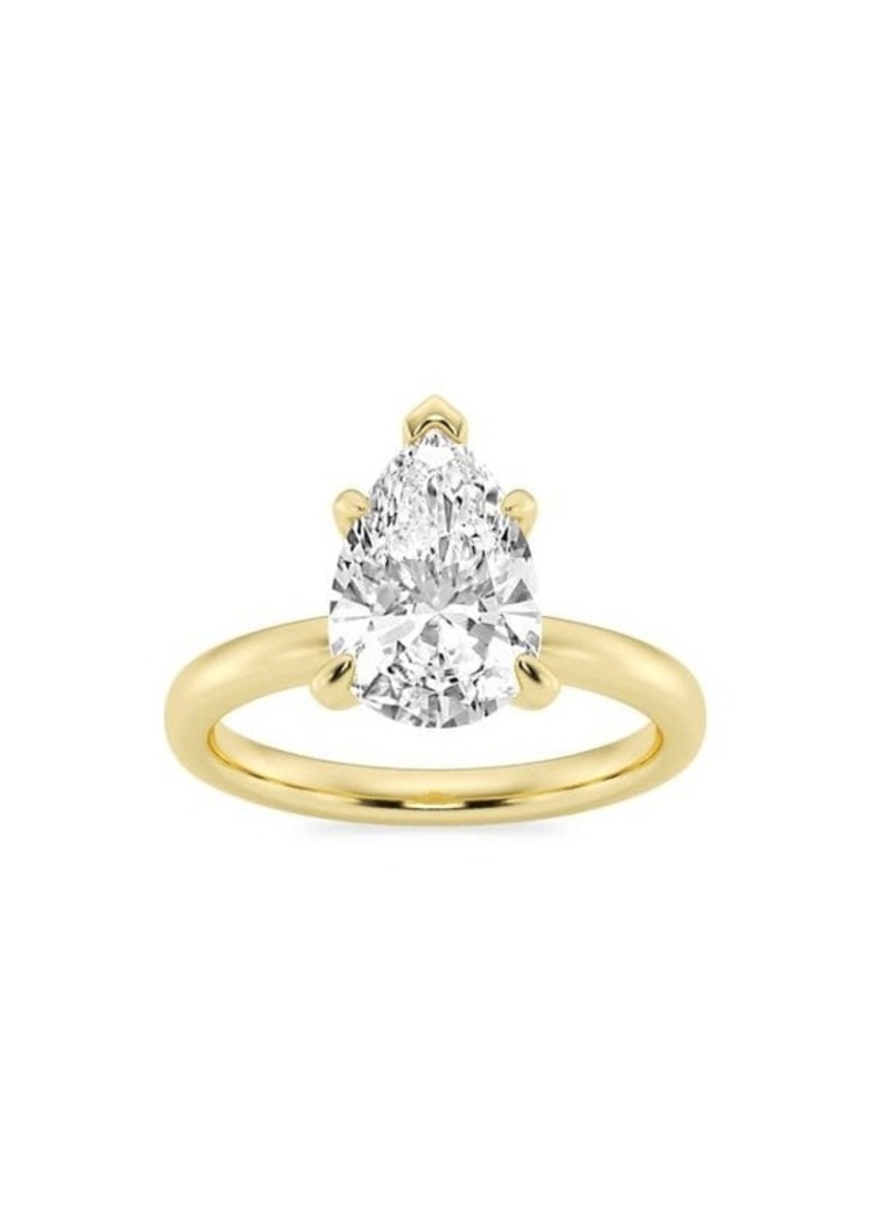 Saks Fifth Avenue Build Your Own Collection 14K Yellow Gold & Lab Grown Pear Shape Diamond Solitaire Engagement Ring