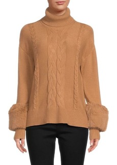 Saks Fifth Avenue Cable Knit Faux Fur Sweater