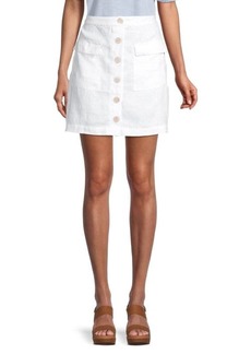 Saks Fifth Avenue Cargo-Pocket A-Line Linen Skirt