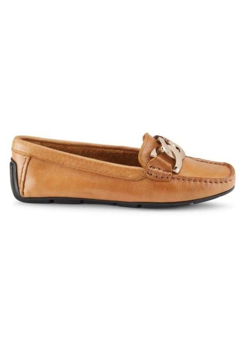 Saks Fifth Avenue Chain Trim Suede Driving Loafers