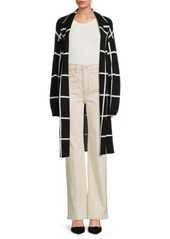 Saks Fifth Avenue Checked Open Front Longline Cardigan