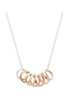 Saks Fifth Avenue Circle 14K Tri Tone Gold & 0.15 TCW Diamond Circle Pendant Necklace