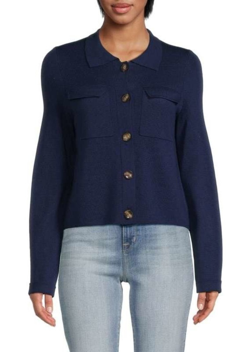 Saks Fifth Avenue Collared Merino Wool Blend Cardigan