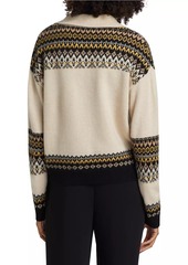 Saks Fifth Avenue COLLECTION Cashmere Open Collar Fair Isle Sweater