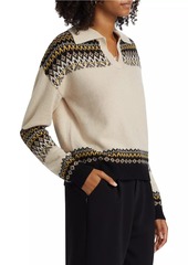 Saks Fifth Avenue COLLECTION Cashmere Open Collar Fair Isle Sweater