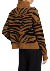 Saks Fifth Avenue COLLECTION Cashmere Tiger Jacquard Turtleneck Sweater