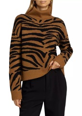 Saks Fifth Avenue COLLECTION Cashmere Tiger Jacquard Turtleneck Sweater