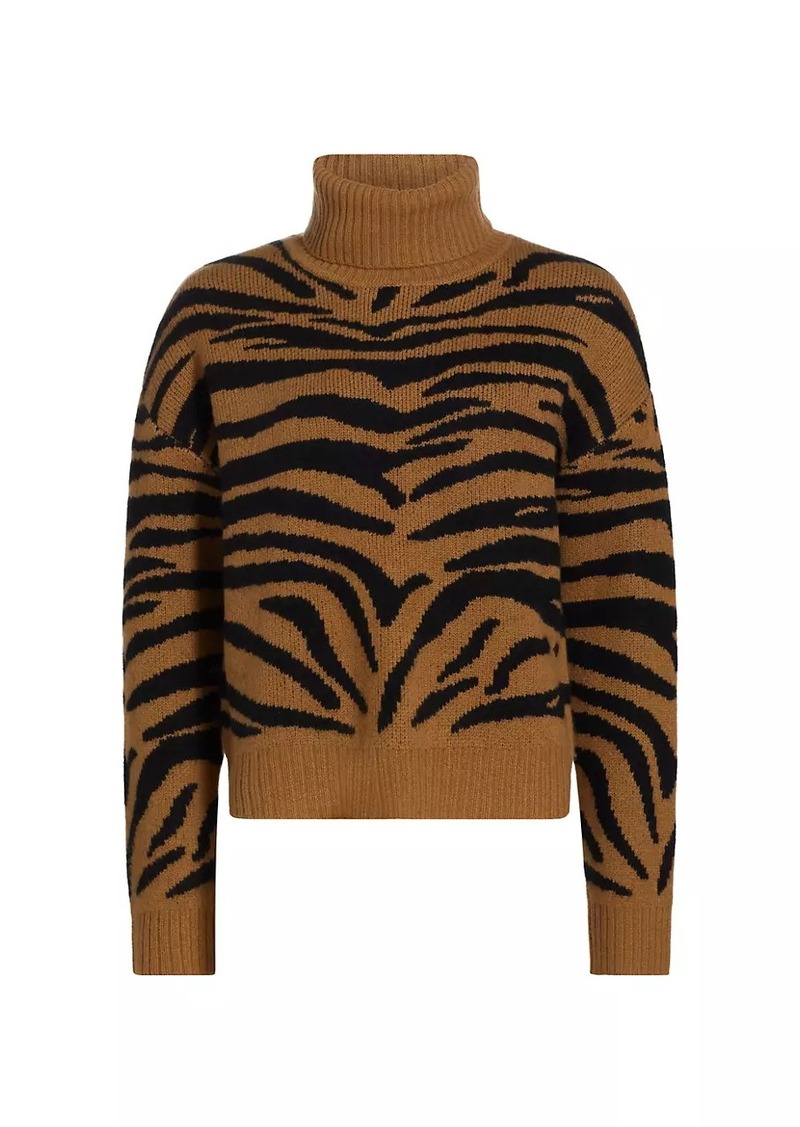 Saks Fifth Avenue COLLECTION Cashmere Tiger Jacquard Turtleneck Sweater