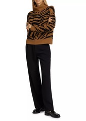 Saks Fifth Avenue COLLECTION Cashmere Tiger Jacquard Turtleneck Sweater