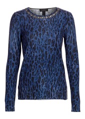 Saks Fifth Avenue COLLECTION Embellished Leopard-Print Cashmere Sweater
