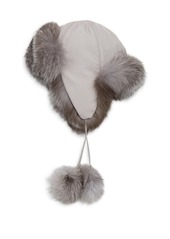 Saks Fifth Avenue COLLECTION Fox Fur-Lined Pom Pom Trapper Hat