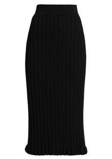 Saks Fifth Avenue COLLECTION Ruffle-Hem Rib-Knit Pencil Skirt