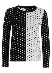 Saks Fifth Avenue Collection Silk Cashmere Polka Dot Jacquard Crew Sweater