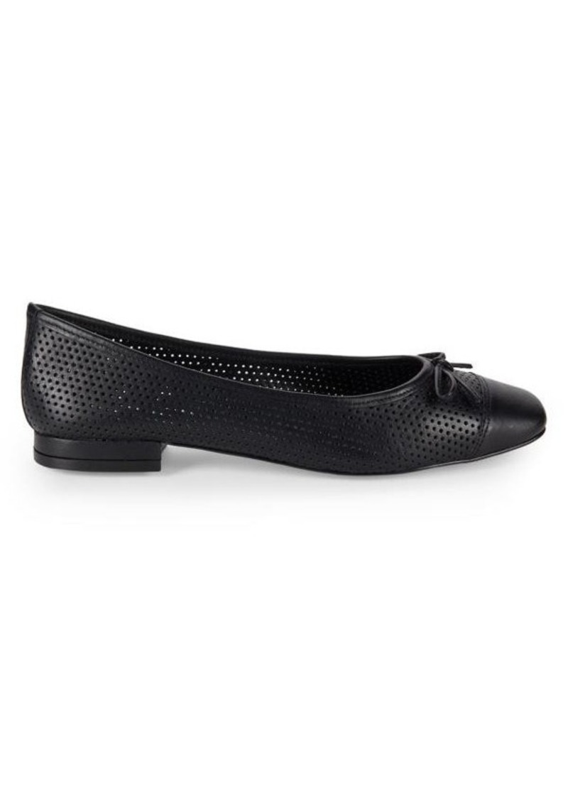 Saks Fifth Avenue Danielle Faux Leather Perforated Bow Ballet Flats