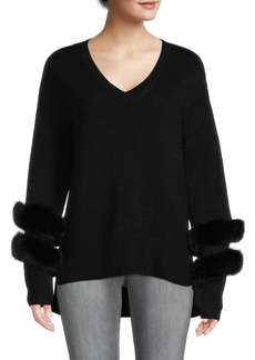 Saks Fifth Avenue Faux Fur Cuff Sweater