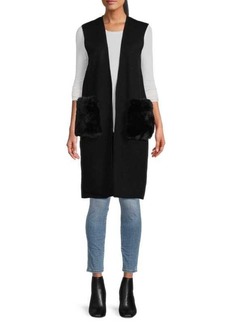 Saks Fifth Avenue Faux Fur Pocket Longline Vest