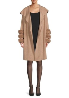 Saks Fifth Avenue Faux Fur Sleeve Wrap Coat