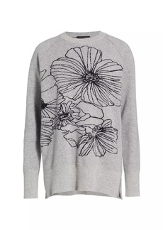 Saks Fifth Avenue Floral Intarsia Cashmere Pullover Sweater