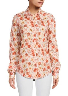 Saks Fifth Avenue Floral Linen Button Down Shirt
