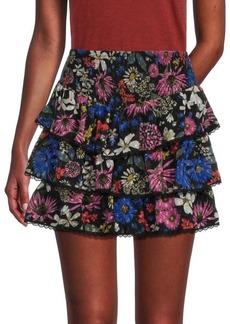 Saks Fifth Avenue Floral Tiered Mini Skirt