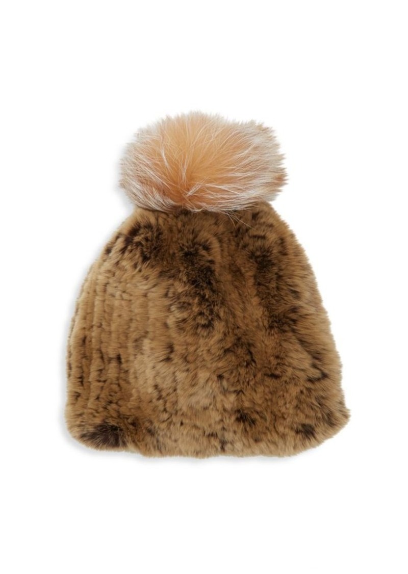 rabbit fur pom pom hat