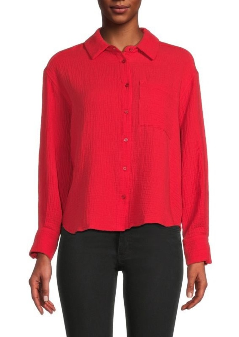 Saks Fifth Avenue Gauze Long Sleeve Button Down Shirt