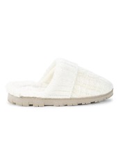 Saks Fifth Avenue Gwyneth Cable Knit & Faux Fur Open-Back Slippers