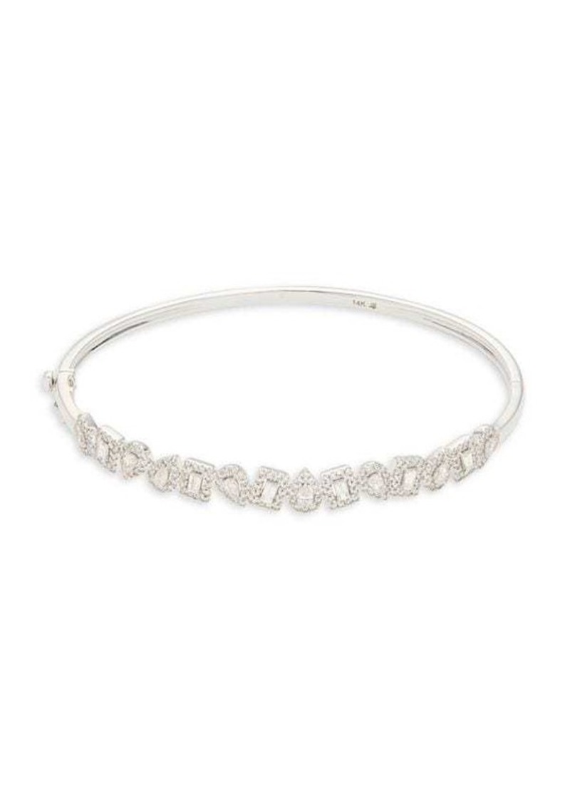 Saks Fifth Avenue Hinged 14K White Gold & 1.25 TCW Diamond Bangle Bracelet