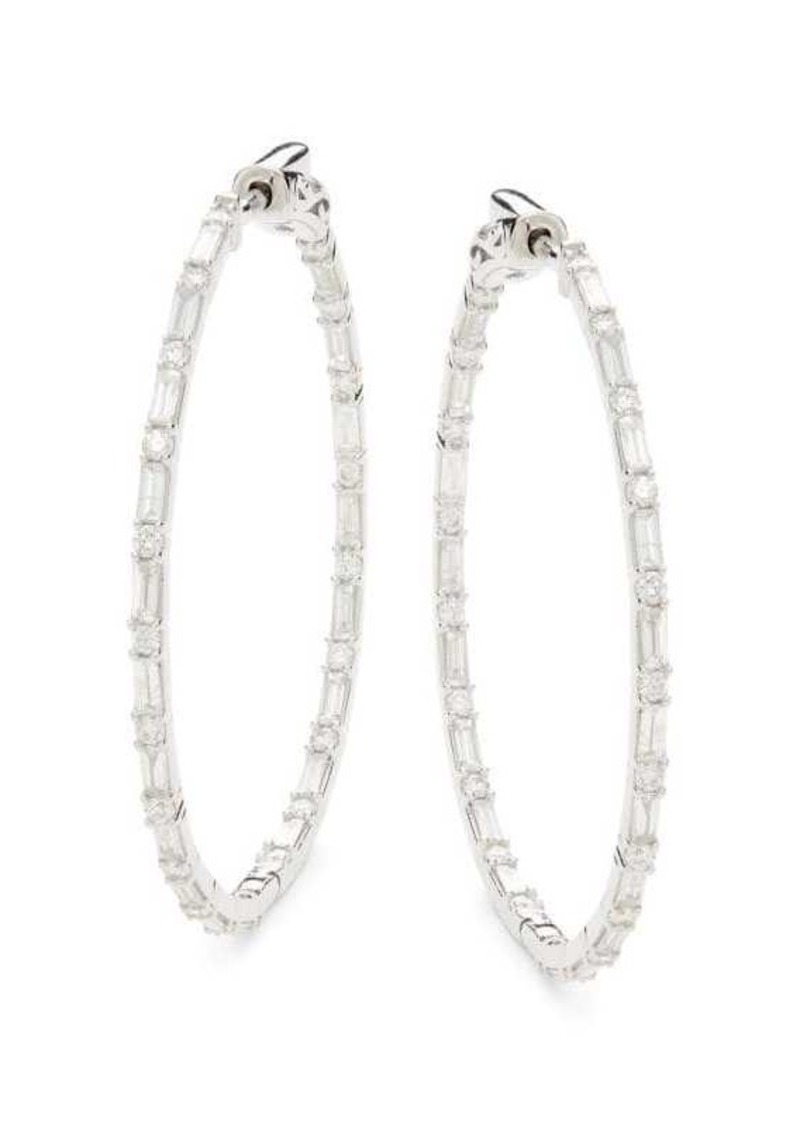 Saks Fifth Avenue Inside Out 14K White Gold & 2 TCW Diamond Hoop Earrings