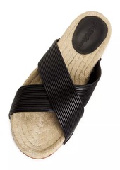 Saks Fifth Avenue Leather & Raffia Flat Sandals