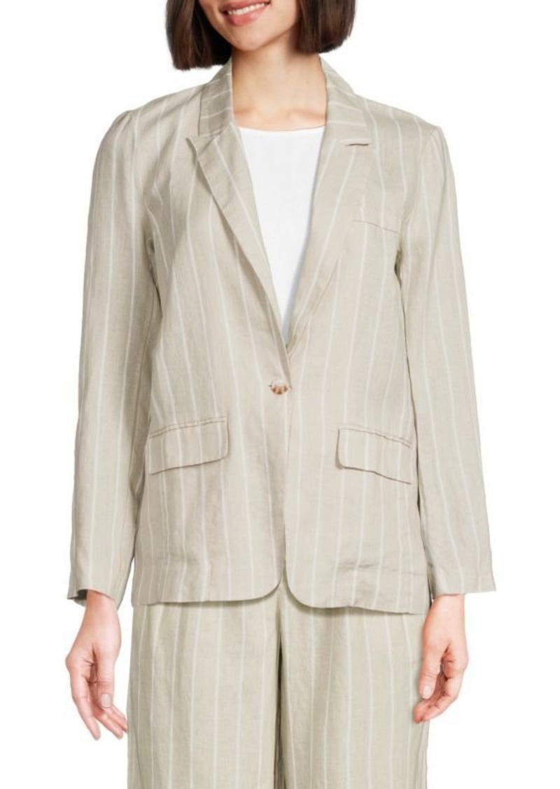 Saks Fifth Avenue Notch Lapel 100% Linen Blazer