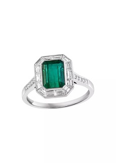 Saks Fifth Avenue Platinum, Emerald & 1.19 TCW Diamond Ring