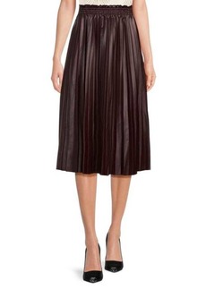 Saks Fifth Avenue Pleated Faux Leather Midi Skirt