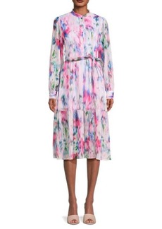 Saks Fifth Avenue Print Belted Midi Dress