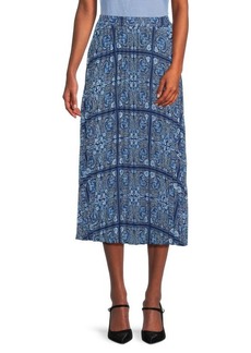 Saks Fifth Avenue Print Plissé Midi Skirt