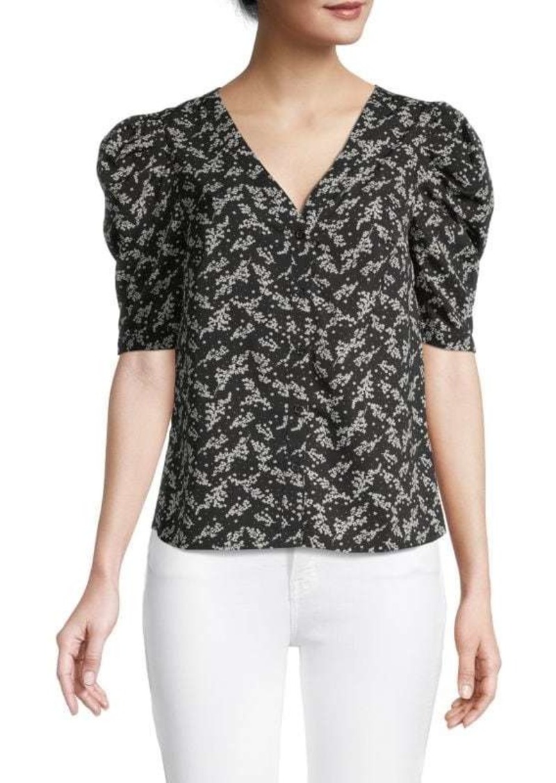 Saks Fifth Avenue Puff-Sleeve Printed Shirt