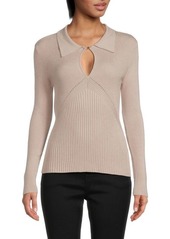 Saks Fifth Avenue Ribbed Keyhole Polo Sweater