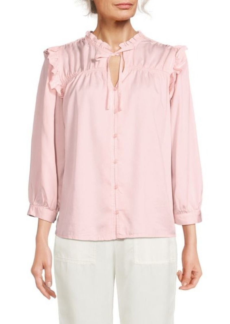 Saks Fifth Avenue Ruffle Sleeve Button Down Shirt