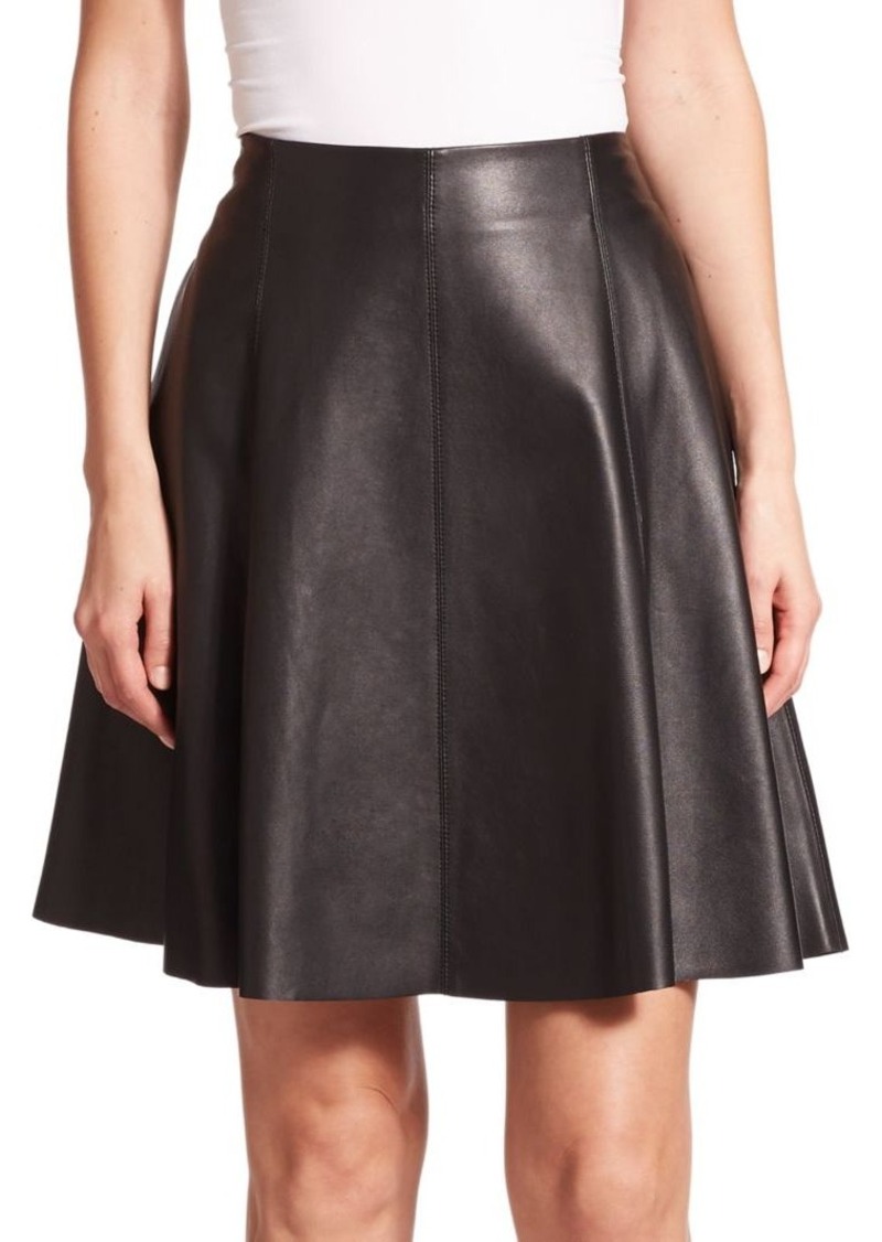 Saks Fifth Avenue Saks Fifth Avenue Collection Leather A-Line Skirt ...