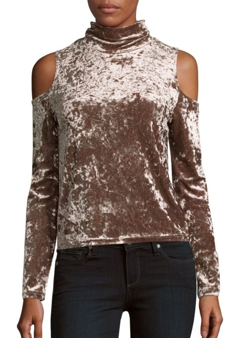 Saks Fifth Avenue Saks Fifth Avenue Crushed Velvet Cold Shoulder Top Tops 