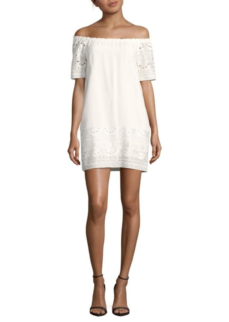Saks Fifth Avenue Saks Fifth Avenue RED Off-The-Shoulder Lace Dress ...
