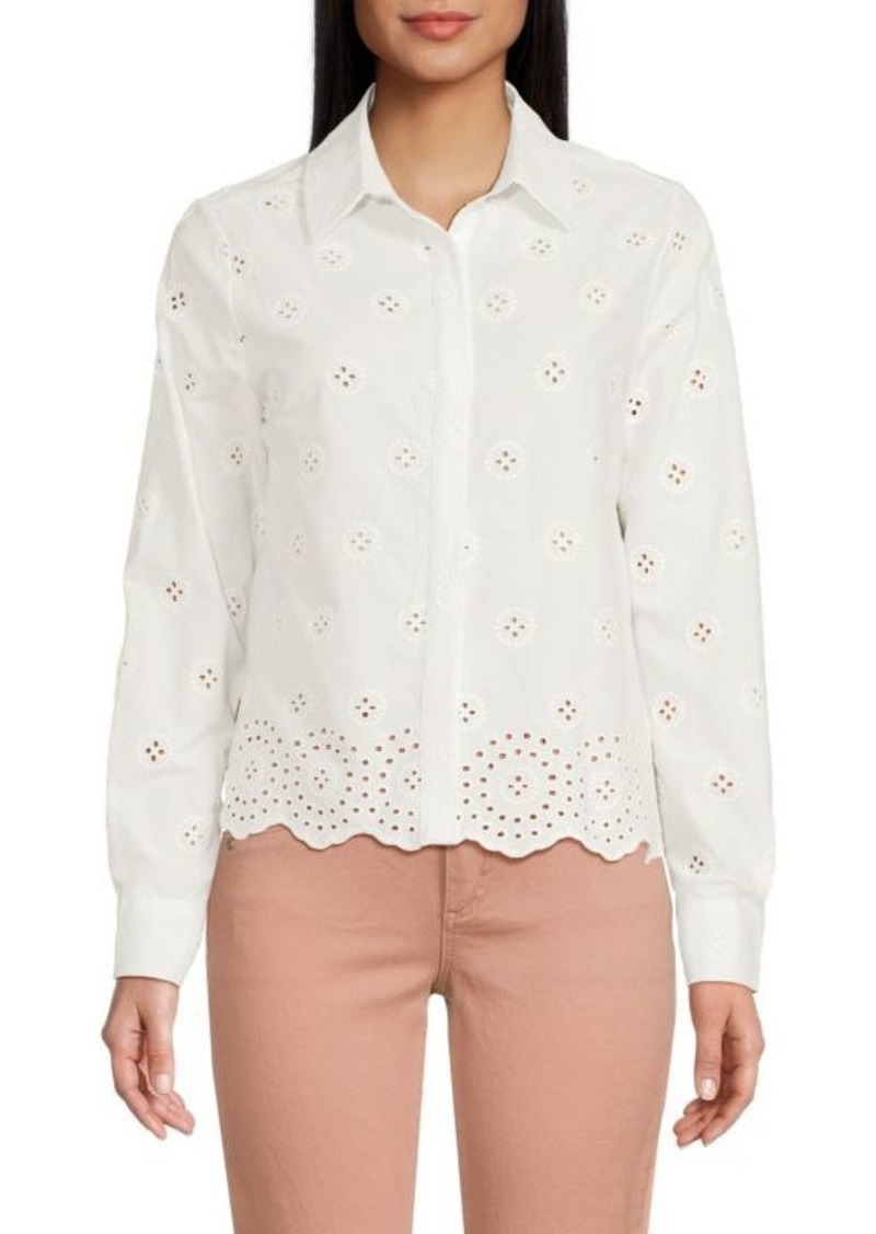 Saks Fifth Avenue Scalloped Button Down Shirt