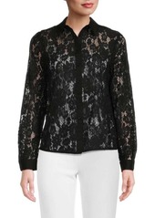 Saks Fifth Avenue Sheer Lace Button Down Shirt