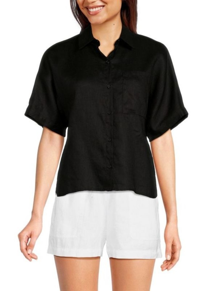 Saks Fifth Avenue Short Sleeve 100% Linen Shirt