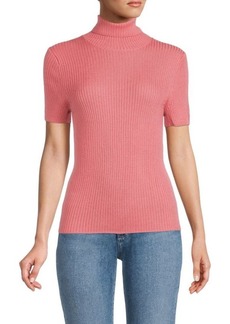 Saks Fifth Avenue Short Sleeve Merino Wool Turtleneck Sweater